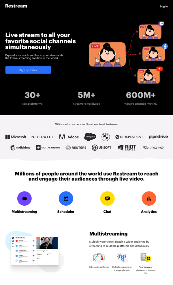 restream platform screenshot