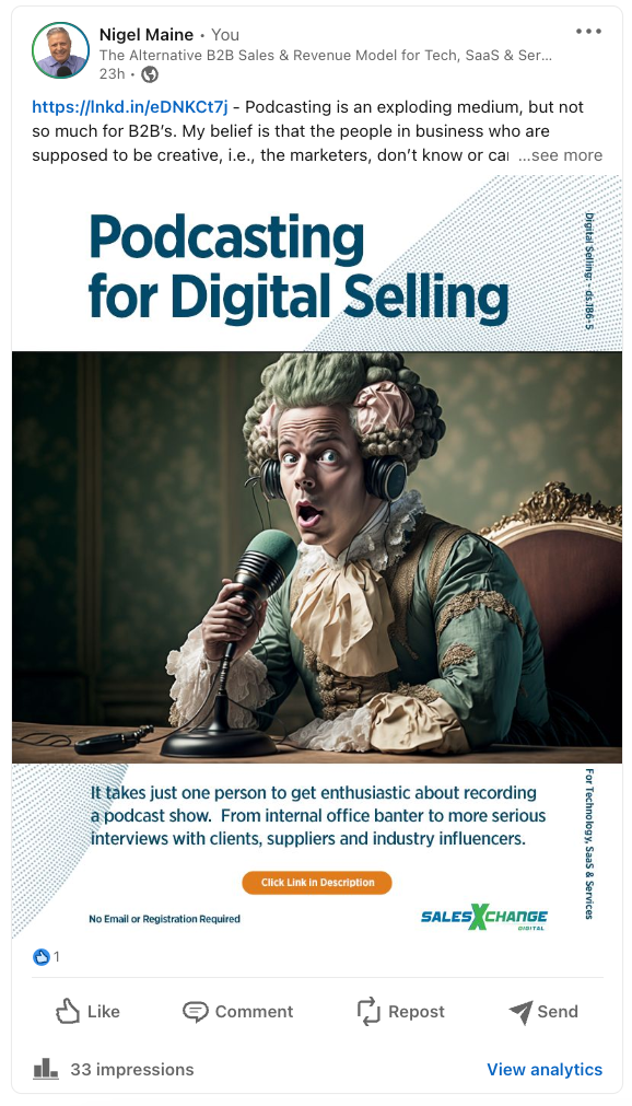 A.I. Image used for salesXchange advert on LinkedIn