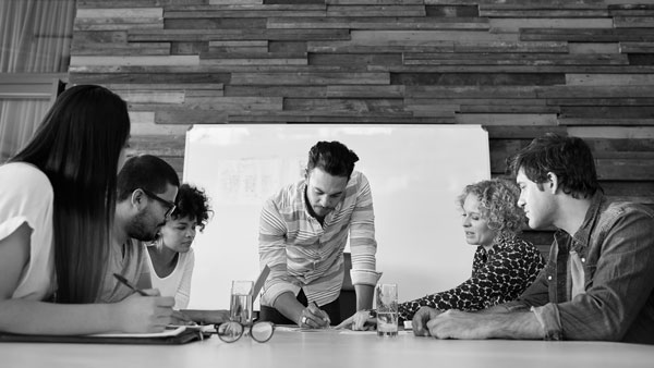 Group of colleagues engaged in a training session