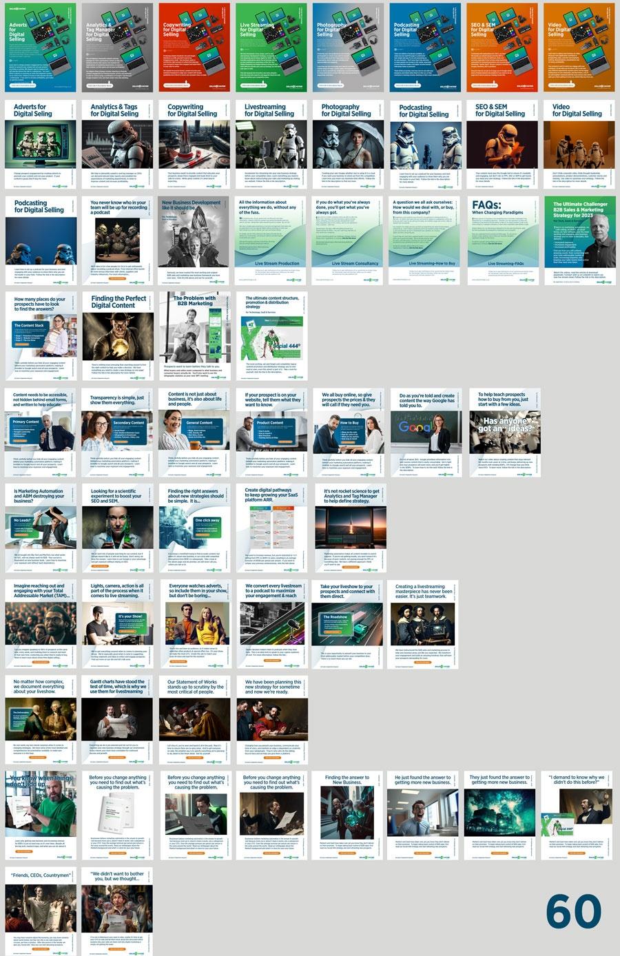 Collage of 60 advert by salesXchange for our own Social 444 campaign 