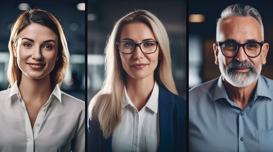 Group of three people looking at camera