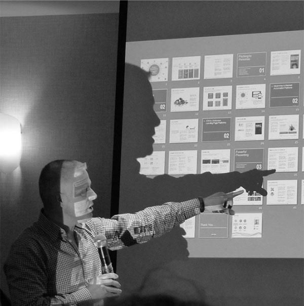 Photo of Nigel Maine presenting digital selling recommendations