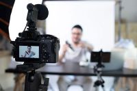 man demonstrating product live
